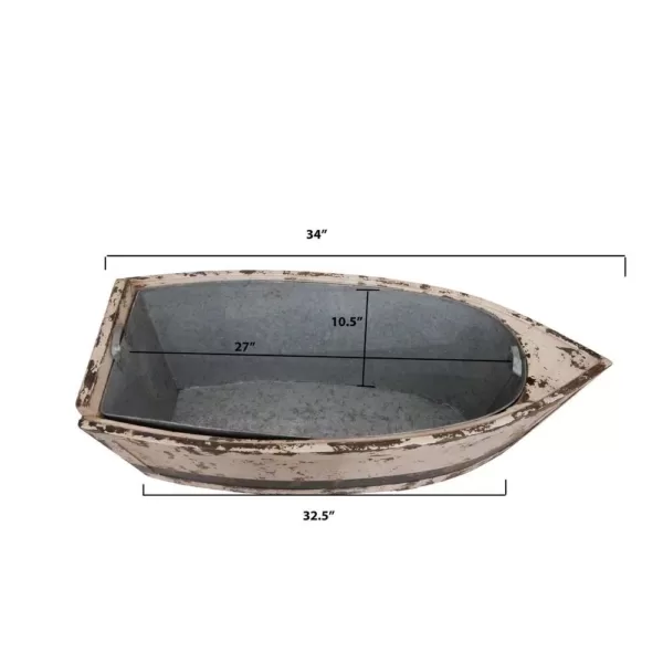 3R Studios Wood Decorative Boat with Tin Insert