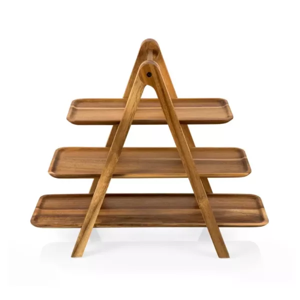 Picnic Time Serving Ladder Acacia 3-Tiered Serving Station Set