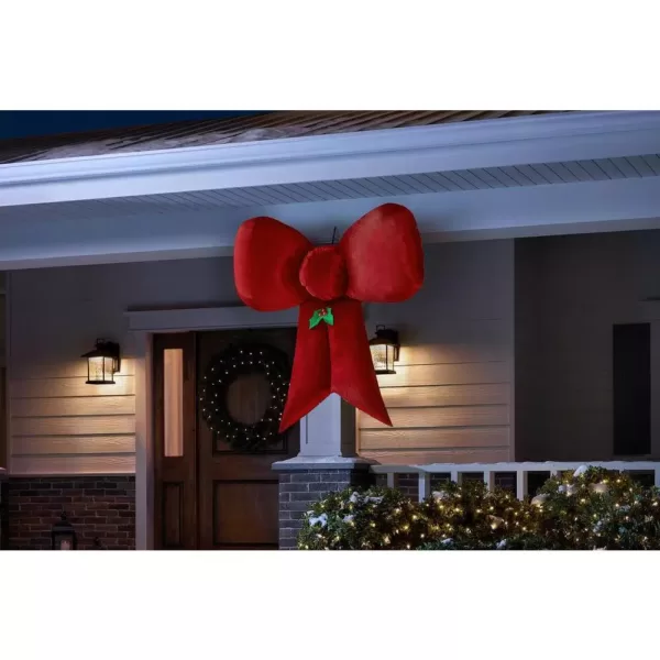 Airblown 4.49 ft. Inflatable Fuzzy Hanging Velvet Bow-Red with External Spotlight