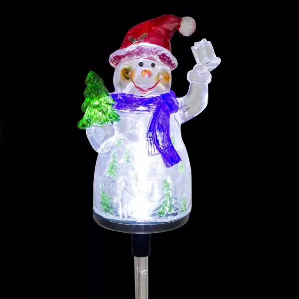 Alpine Corporation Solar Snowman Garden Stake with Fiber Optic Lights (Set of 2)