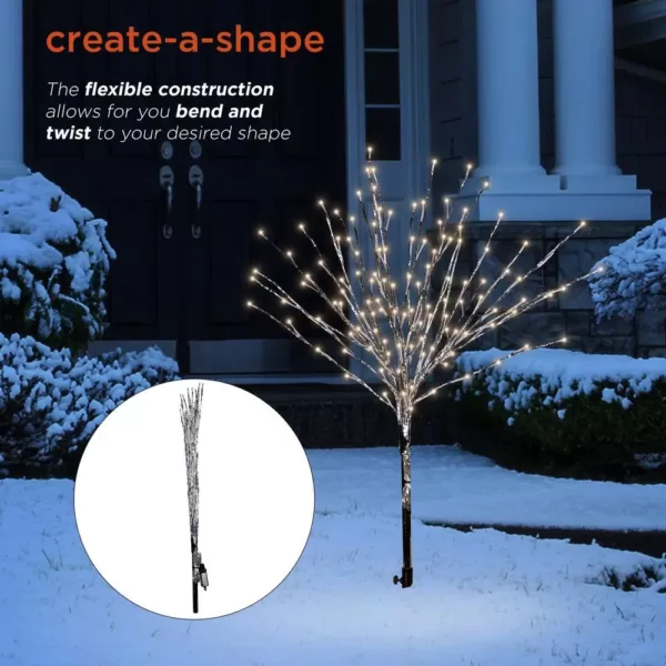 Alpine Corporation 39 in. Tall Silver Metallic Foil Tree Stake with Warm White LED Lights