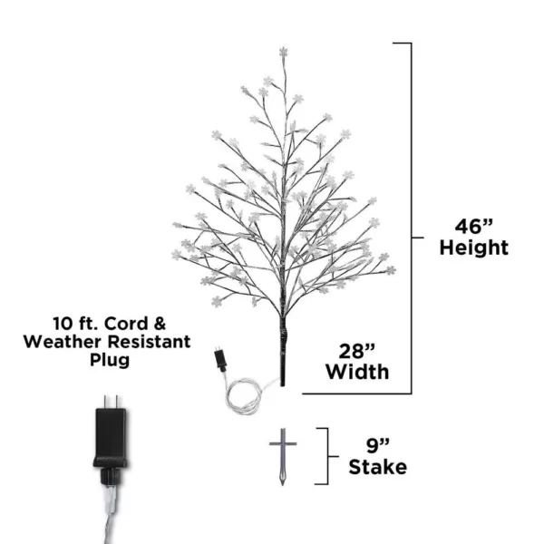 Alpine Corporation 58 in. Tall Frosty Christmas Snowflake Tree with Cool White LED Lights