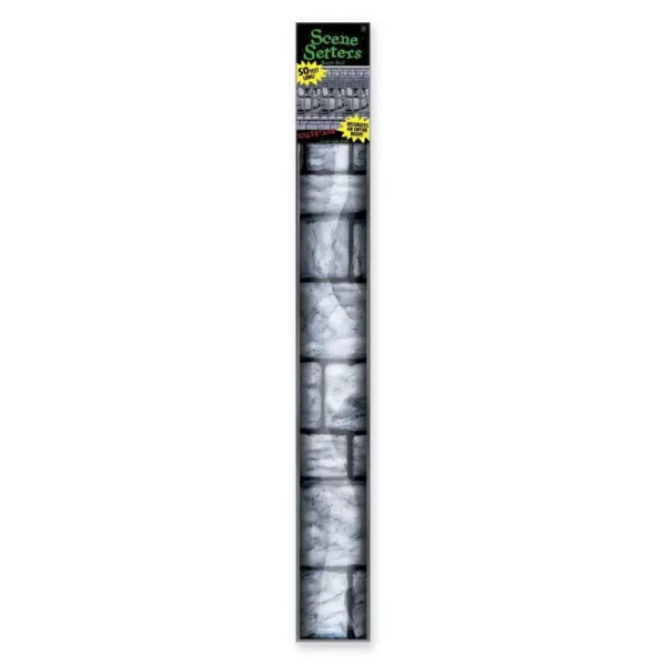 Amscan 48 in. Halloween Stone Wall Scene Setter Plastic Room Roll