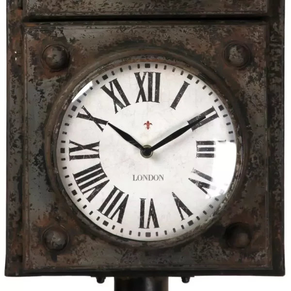 Zentique Antique Grey Floor Clock with 3 Clock Faces and Storage