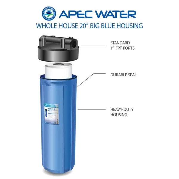 APEC Water Systems 20 in. Big Blue Whole House Water Filter Housing 1 in. Inlet/Outlet