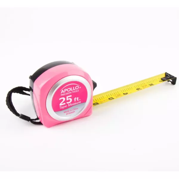 Apollo 25 ft. Tape Measure in Pink