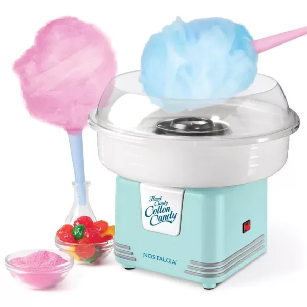 Nostalgia Retro Aqua Hard and Sugar Free Cotton Candy Maker with Cotton Candy Cones