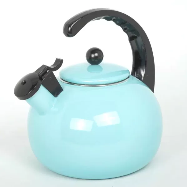 Creative Home Horizon 2.5 Light Blue Quart Porcelain Enamel on Steel Whistling Tea Kettle