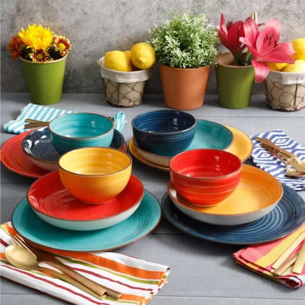 Gibson Home Color Speckle 12-Piece Casual Assorted Colors Stoneware Dinnerware Set (Service for 4)