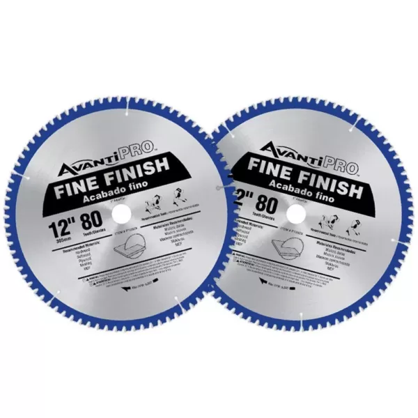 Avanti Pro 12 in. x 80-Teeth Fine Finish Saw Blade (2-Pack)