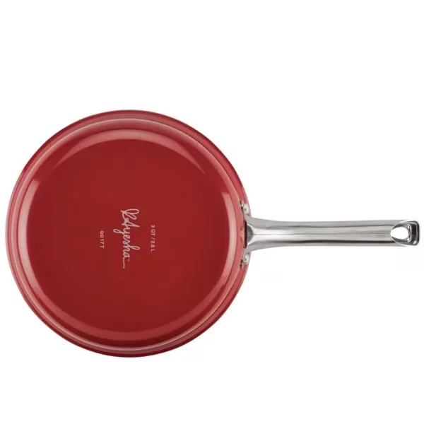 Ayesha Curry Home Collection 3 qt. Aluminum Nonstick Saute Pan in Sienna Red with Glass Lid