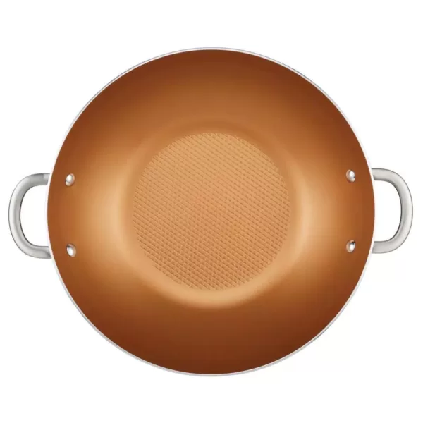 Ayesha Curry Home Collection 14 in. Porcelain Enamel Nonstick Wok in Brown Sugar