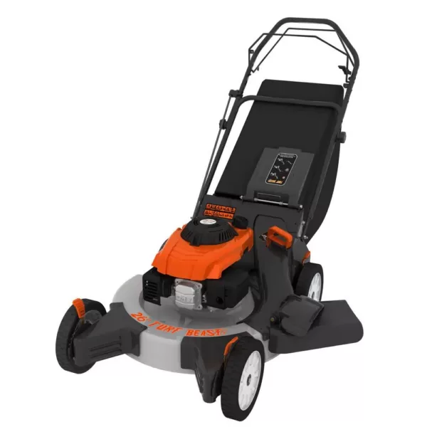 Beast 26 in. 208 cc Gas Walk Behind 3-in-1 Wide Area Self Propelled Lawn Mower, Rear Wheel Drive with Blade Brake Clutch