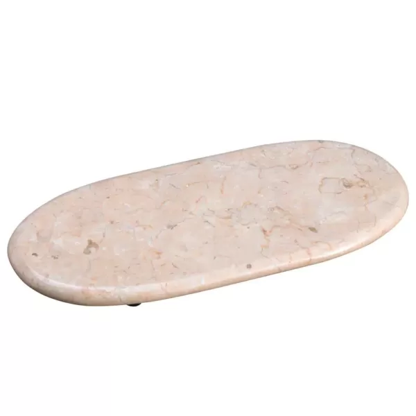 Creative Home 6 in. L x 14 in. W Natural Champagne Marble Oval Shaped Serving Tray Cheese Serving Board Pastry Board