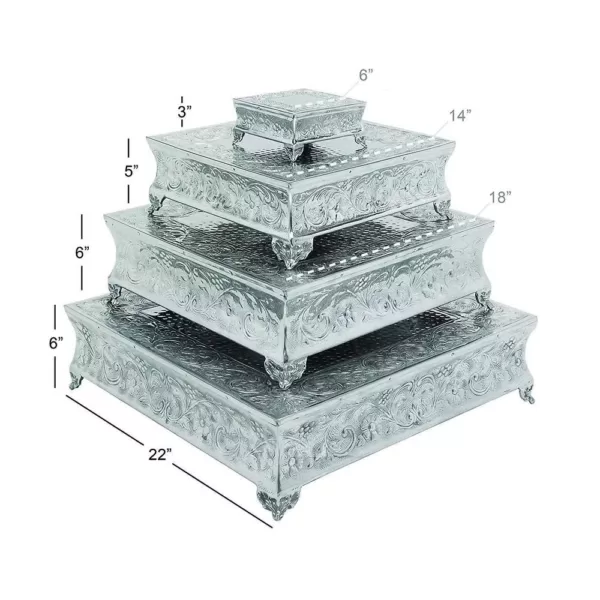 Benzara Silver Aluminum Cake Stand