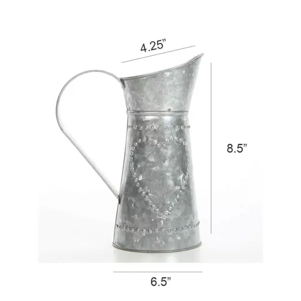 Benzara Gray decorative Galvanized Metal Pitcher