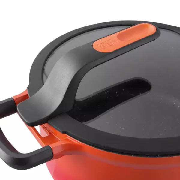 BergHOFF GEM Stay Cool 3.5 qt. Cast Aluminum Nonstick Saute Pan in Orange with Glass Lid