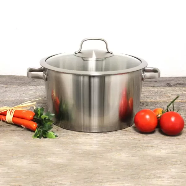 BergHOFF Essentials Manhattan 8.8 qt. Stainless Steel Stock Pot with Glass Lid