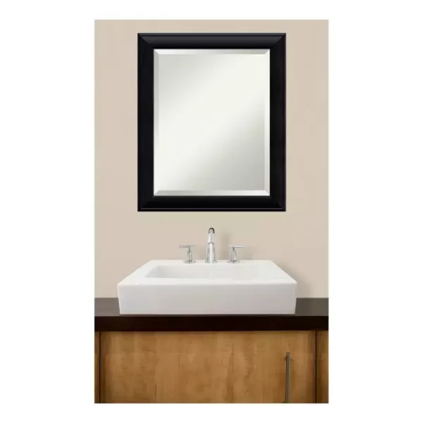 Amanti Art Nero 20 in. W x 24 in. H Framed Rectangular Beveled Edge Bathroom Vanity Mirror in Black