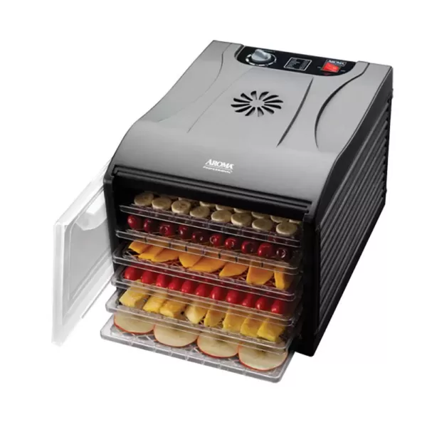 AROMA Professional 6-Tray Black Food Dehydrator with Drip Tray