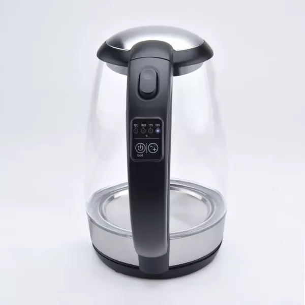 AROMA 7-Cup Black Glass Corded Electric Kettle with Digital Display