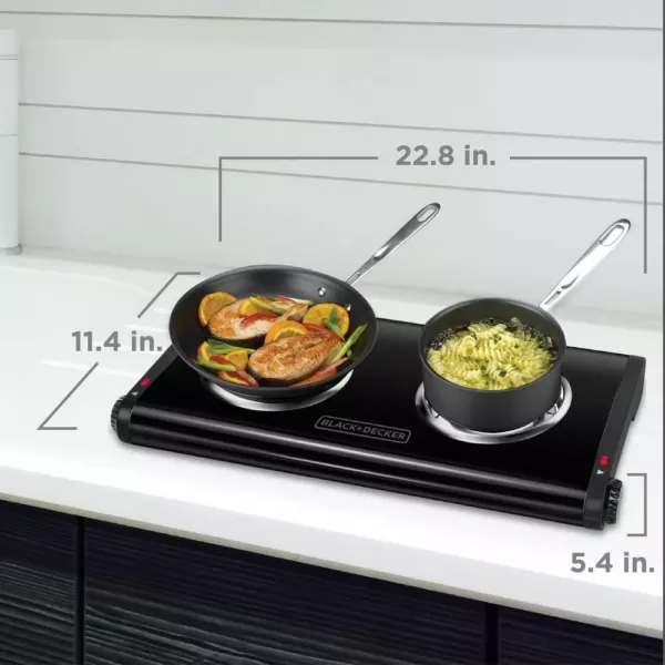 BLACK+DECKER 2-Burner 12 in. Black Hot Plate with Temperature Controls