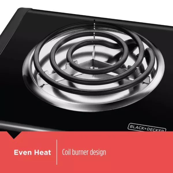 BLACK+DECKER 6 in. Single Burner Black with Temperature Control Hot Plate