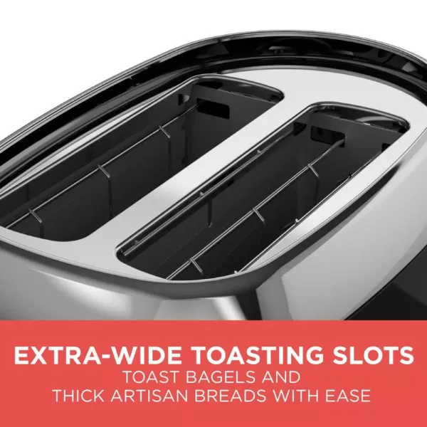 BLACK+DECKER 2-Slice Black Wide Slot Toaster with Temperature Control