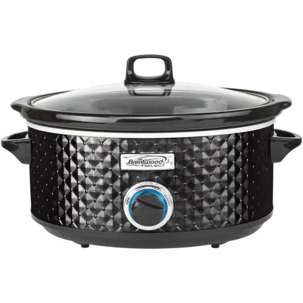 Brentwood Appliances Diamond 7 Qt. Black Slow Cooker with Tempered Glass Lid