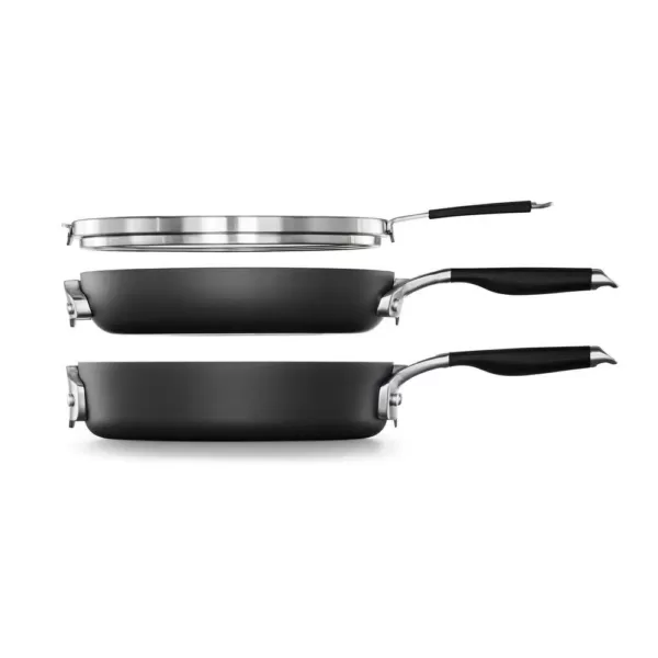 Calphalon Select Space Saving 3-Piece Hard-Anodized Aluminum Nonstick Cookware Set in Black