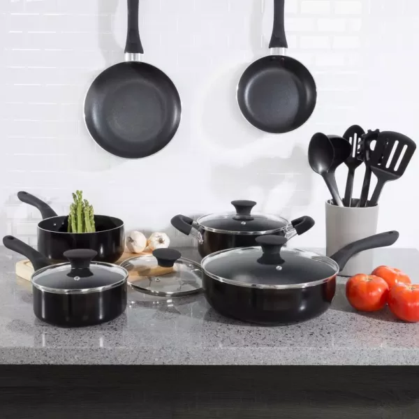 Classic Cuisine Allumi-Shield 15-Piece Aluminum Nonstick Cookware Set in Black