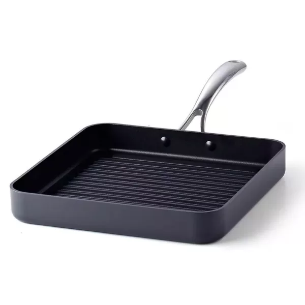 Cooks Standard 11 in. Hard-Anodized Aluminum Nonstick Grill Pan in Black