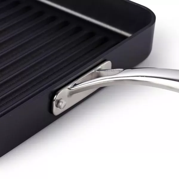 Cooks Standard 11 in. Hard-Anodized Aluminum Nonstick Grill Pan in Black