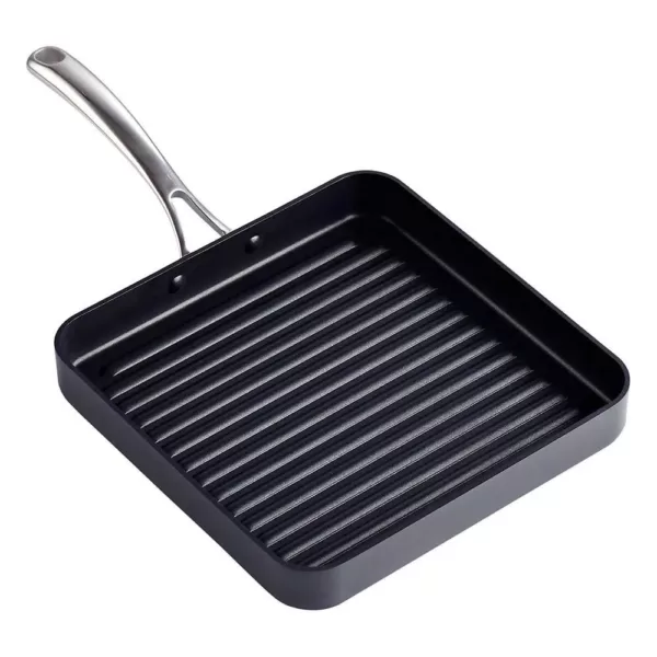 Cooks Standard 11 in. Hard-Anodized Aluminum Nonstick Grill Pan in Black