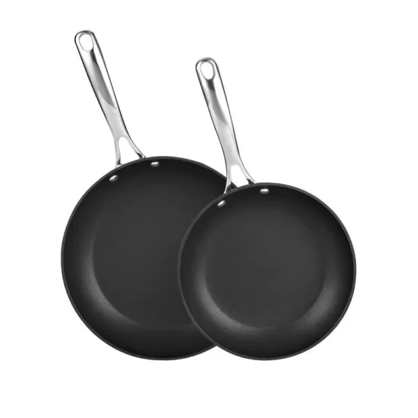 Cooks Standard 2-Piece Hard-Anodized Aluminum Nonstick Frying Pan Set in Black