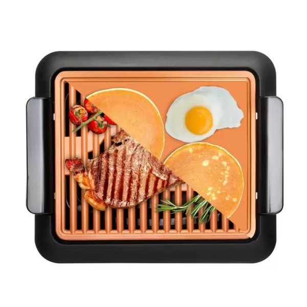 Gotham Steel 234 sq. in. Black Copper Non-Stick Ti-Ceramic Smoke-less Electric Indoor Grill & Griddle