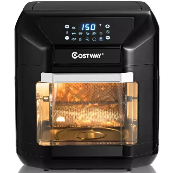 Costway 10.6 Qt. Black Air Fryer with Rotisserie