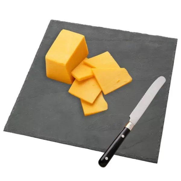 Creative Home Natural Slate Black  Stone 12 in. x 12 in. Square Serving Board Cheese Platter Hot Pan Trivet