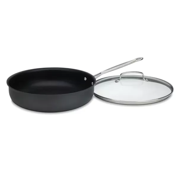 Cuisinart Chef's Classic 12 in. Hard-Anodized Aluminum Nonstick Skillet in Black with Glass Lid