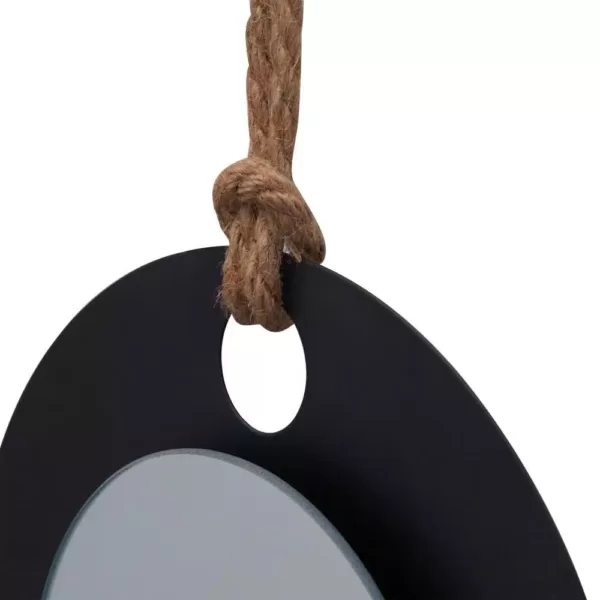 DANYA B Algarve Black Round Pillar Candle Sconce with Mirror and Rope