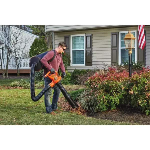 BLACK+DECKER 250 MPH 400 CFM 12 Amp 3-in-1 Corded Electric Backpack Leaf Blower/Vac/Mulcher