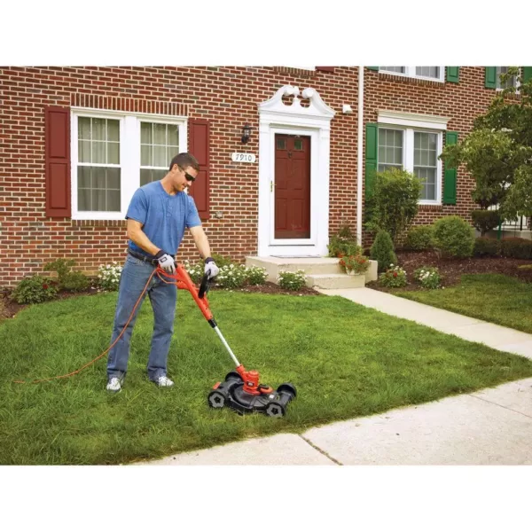 BLACK+DECKER 12 in. 6.5 Amp Corded Electric Straight Shaft Single Line 3-in-1 String Grass Trimmer/Lawn Edger/Push Mower