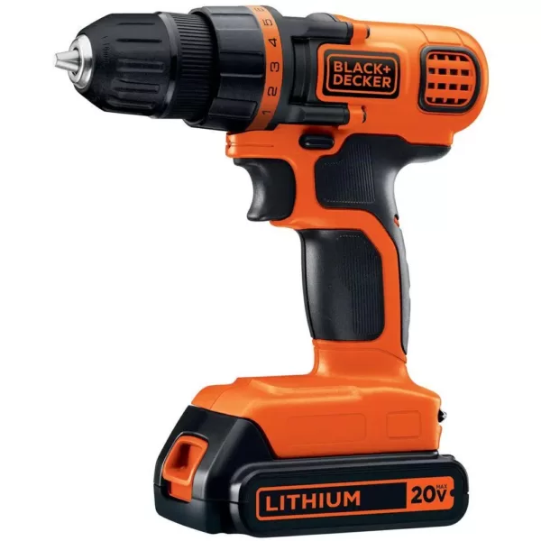 BLACK+DECKER 20-Volt MAX Lithium-Ion Cordless 3/8 in. Drill/Driver with Battery 1.5Ah and Charger