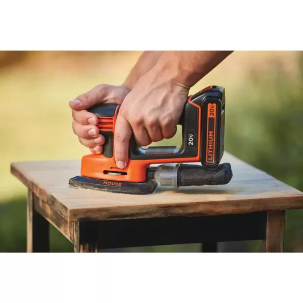 BLACK+DECKER 20-Volt MAX Lithium-Ion Cordless Mouse Sander with 1.5 Ah Battery and Charger