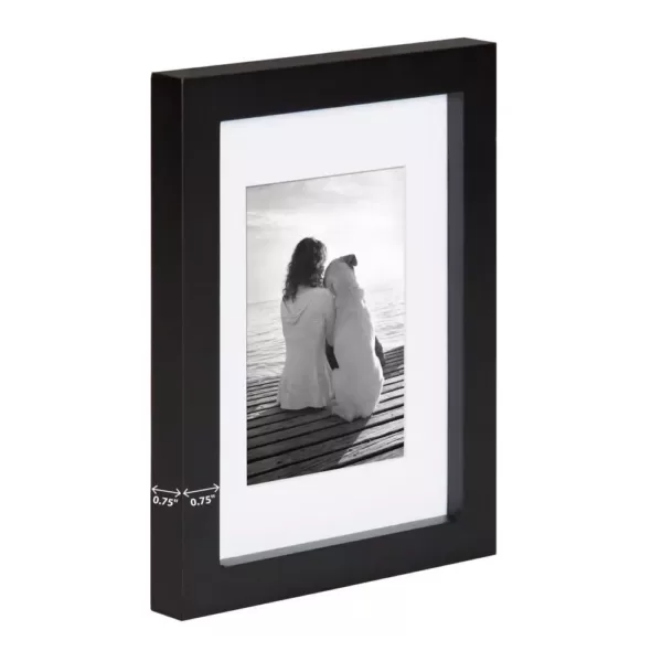 DesignOvation Gallery 5 in. x 7 in. Matted to 3.5 in. x 5 in. Black Picture Frame (Set of 4)