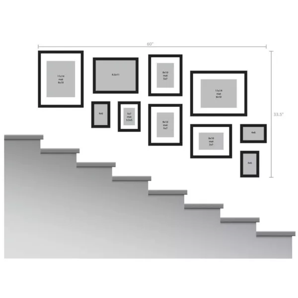 DesignOvation Gallery 8 in. x 10 in. Matted to 5 in. x 7 in. Black Picture Frame (Set of 4)