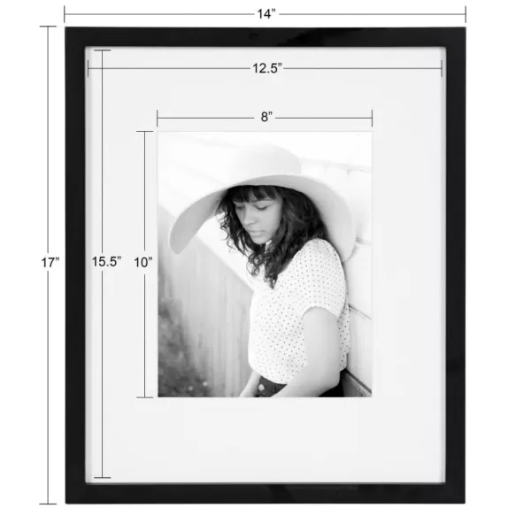 DesignOvation Gallery 13 in. x 16 in. matted to 8 in. x 10 in. Black Picture Frame