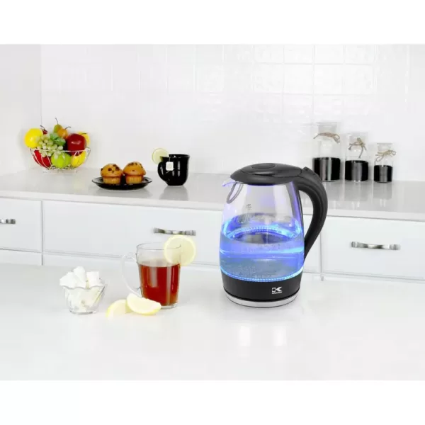 KALORIK 7-Cup Black Stainless Steel Cordless Electric Kettle with Automatic Shut-off