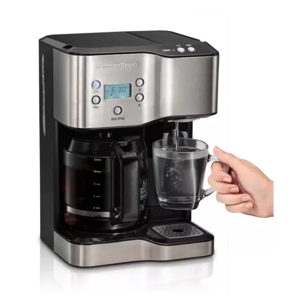 Hamilton Beach 12-Cup Programmable Black Coffee Maker with Hot Water Dispenser