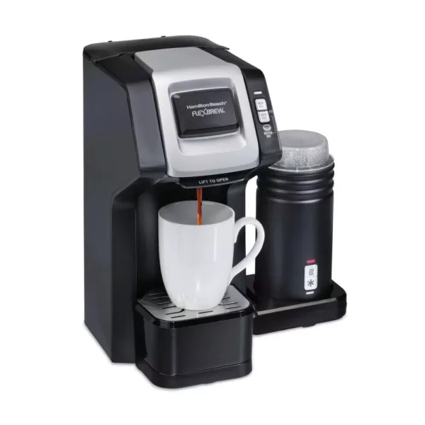 Hamilton Beach Flexbrew 1-Cup Black Single Serve Coffee Maker with Milk Frother